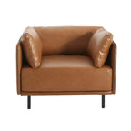 Sillón decorativo de polipiel marrón, estilo vintage, de una plaza
