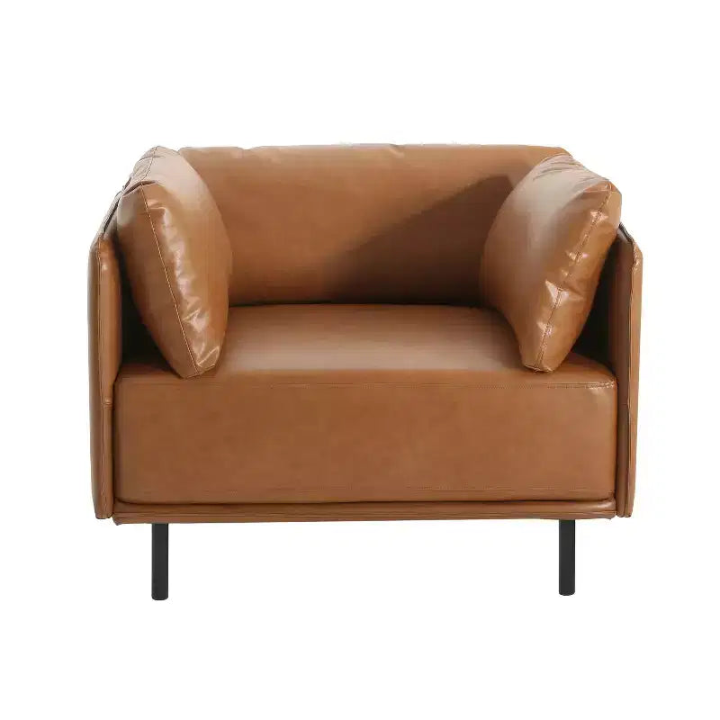 Sillón decorativo de polipiel marrón, estilo vintage, de una plaza