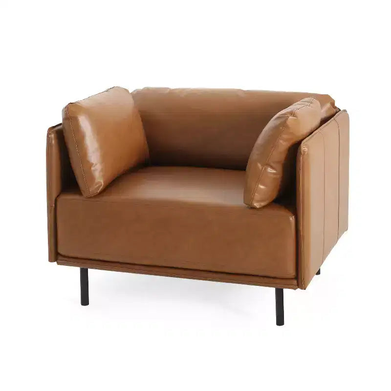 Sillón decorativo de polipiel marrón, estilo vintage, de una plaza