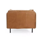 Sillón decorativo de polipiel marrón, estilo vintage, de una plaza