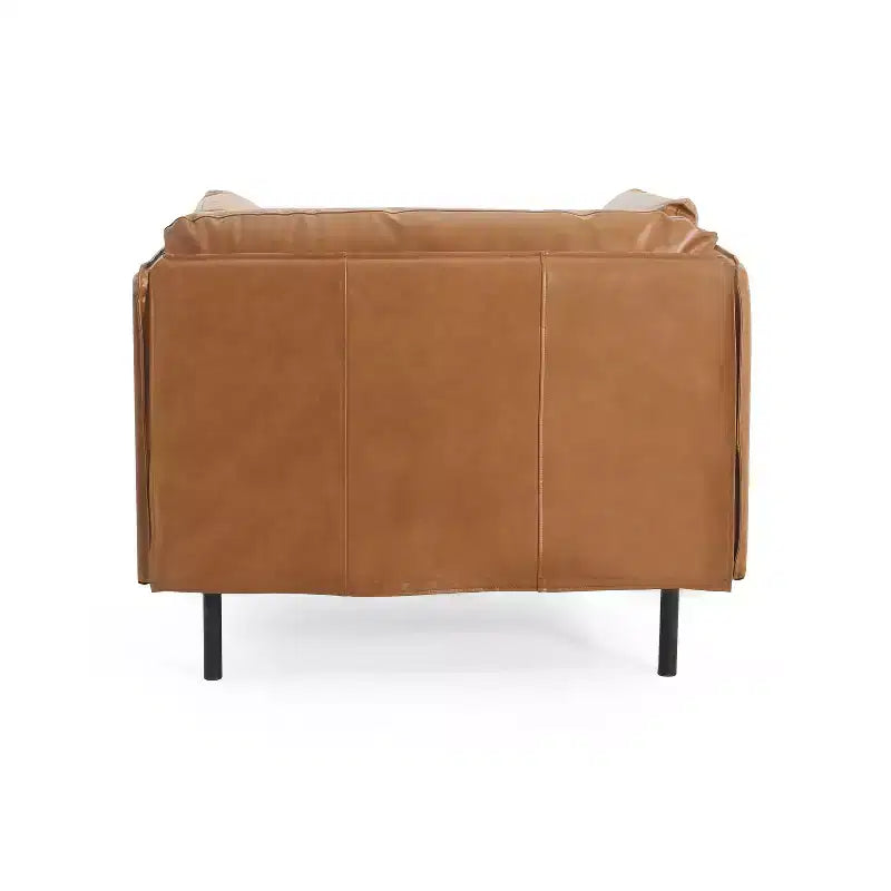 Sillón decorativo de polipiel marrón, estilo vintage, de una plaza