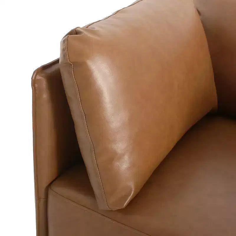 Sillón decorativo de polipiel marrón, estilo vintage, de una plaza