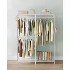 SONGMICS Clothes Rack, Freestanding Wardrobe Closet, Metal Clothing Racks, Heavy-Duty Garment Rack with Adjustable Wire Shelves