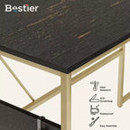 Mesa alta de bar – blanca, acabado de alto brillo, 6 compartimentos de almacenamiento, base de tubo de metal