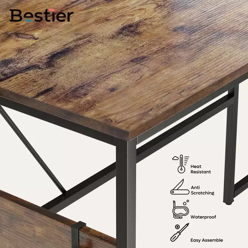 Mesa alta de bar – blanca, acabado de alto brillo, 6 compartimentos de almacenamiento, base de tubo de metal