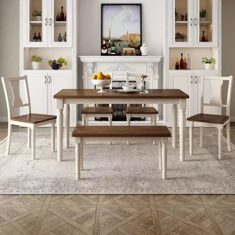 Mesa de bar – madera de caucho y MDF, tablero liso, patas rectas, elegante acabado pintado