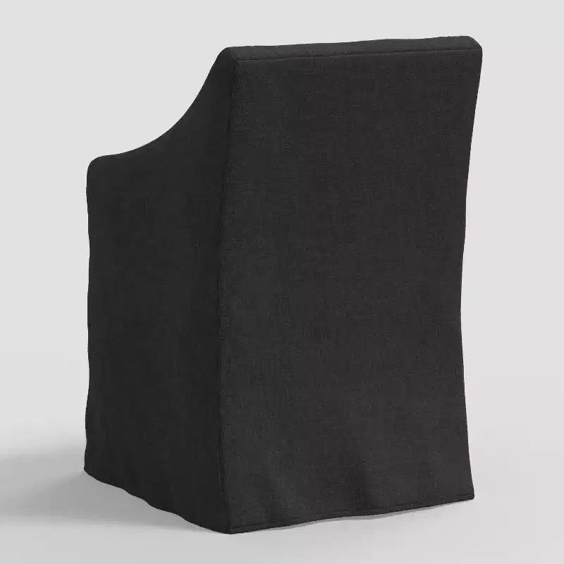 Silla de comedor con reposabrazos inclinados y funda desenfundable – Mezcla de poliéster y algodón, estructura de madera de caucho