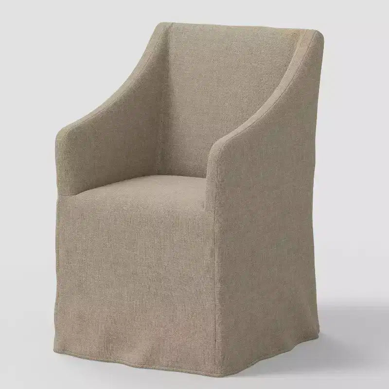 Silla de comedor con reposabrazos inclinados y funda desenfundable – Mezcla de poliéster y algodón, estructura de madera de caucho