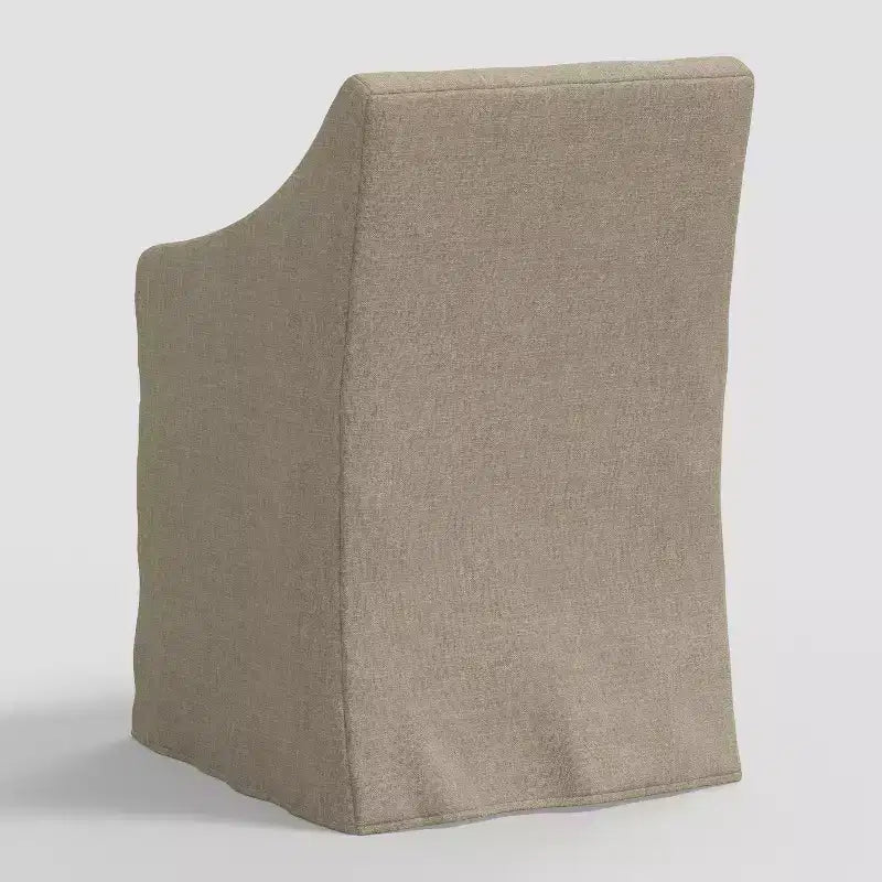 Silla de comedor con reposabrazos inclinados y funda desenfundable – Mezcla de poliéster y algodón, estructura de madera de caucho