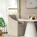 Silla de comedor con reposabrazos inclinados y funda desenfundable – Mezcla de poliéster y algodón, estructura de madera de caucho
