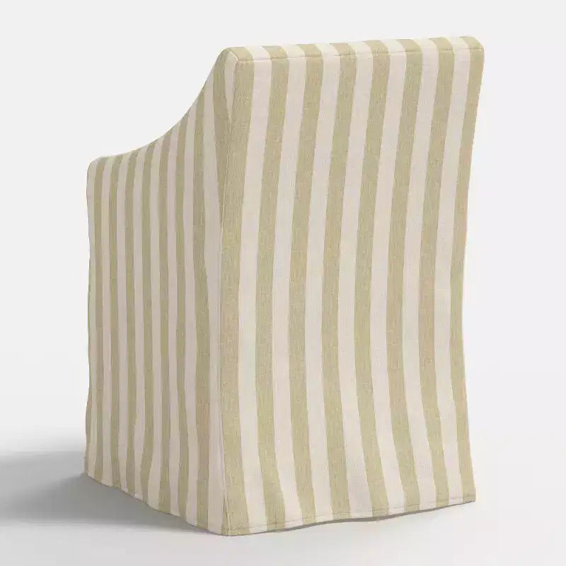 Silla de comedor con reposabrazos inclinados y funda desenfundable – Mezcla de poliéster y algodón, estructura de madera de caucho