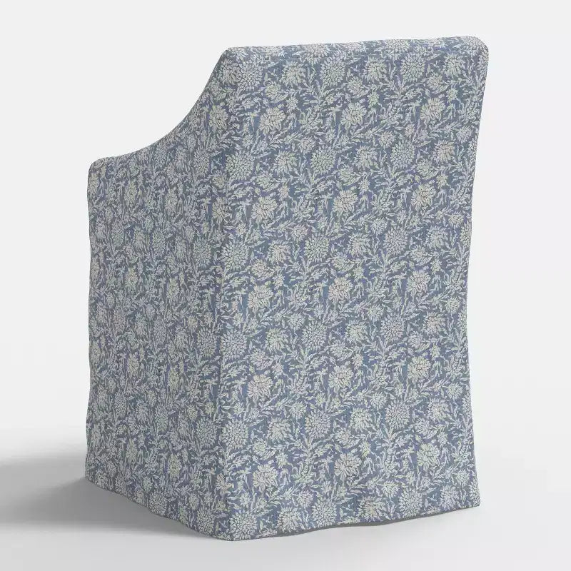 Silla de comedor con reposabrazos inclinados y funda desenfundable – Mezcla de poliéster y algodón, estructura de madera de caucho