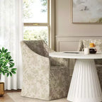 Silla de comedor con reposabrazos inclinados y funda desenfundable – Mezcla de poliéster y algodón, estructura de madera de caucho