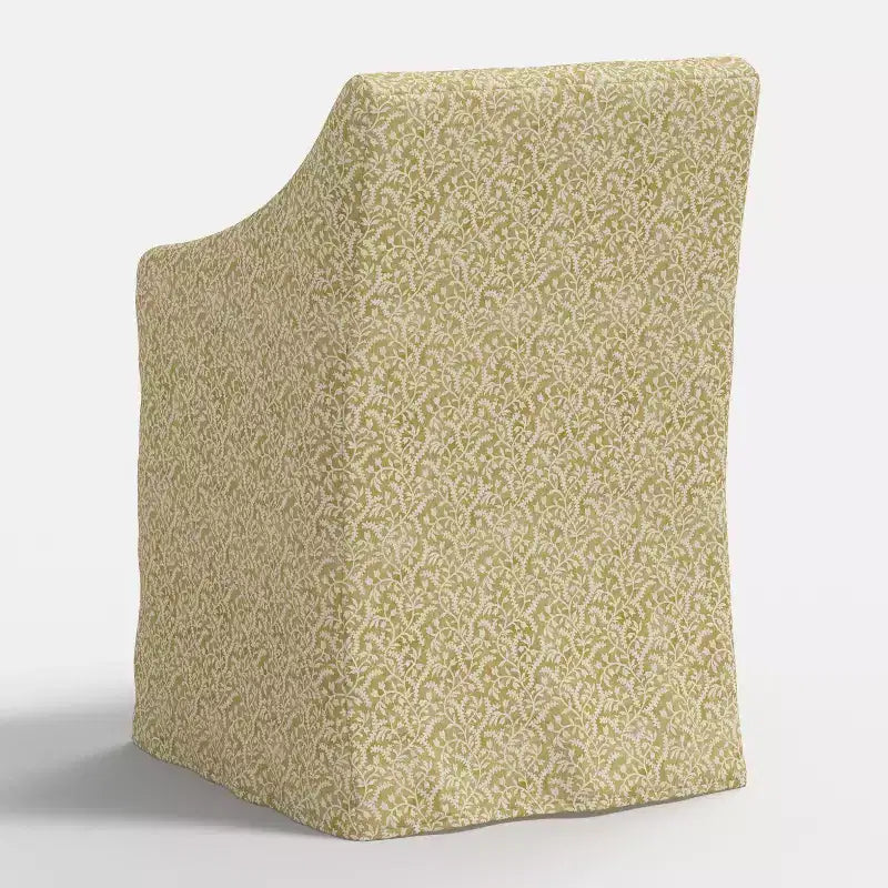 Silla de comedor con reposabrazos inclinados y funda desenfundable – Mezcla de poliéster y algodón, estructura de madera de caucho