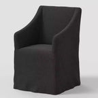 Silla de comedor con reposabrazos inclinados y funda desenfundable – Mezcla de poliéster y algodón, estructura de madera de caucho