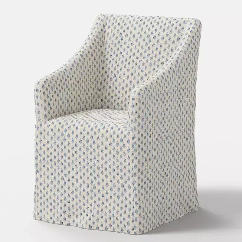 Silla de comedor con reposabrazos inclinados y funda desenfundable – Mezcla de poliéster y algodón, estructura de madera de caucho