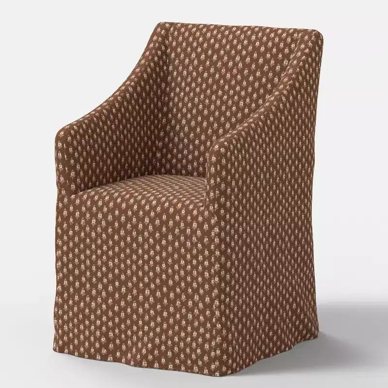 Silla de comedor con reposabrazos inclinados y funda desenfundable – Mezcla de poliéster y algodón, estructura de madera de caucho