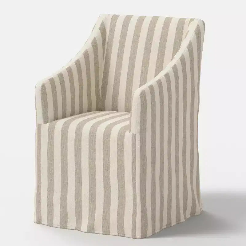 Silla de comedor con reposabrazos inclinados y funda desenfundable – Mezcla de poliéster y algodón, estructura de madera de caucho