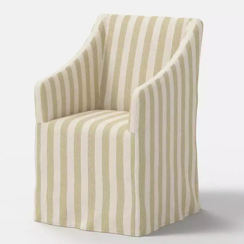 Silla de comedor con reposabrazos inclinados y funda desenfundable – Mezcla de poliéster y algodón, estructura de madera de caucho