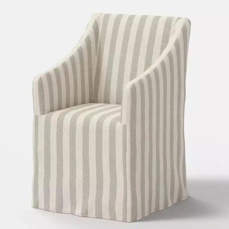 Silla de comedor con reposabrazos inclinados y funda desenfundable – Mezcla de poliéster y algodón, estructura de madera de caucho