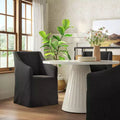 Silla de comedor con reposabrazos inclinados y funda desenfundable – Mezcla de poliéster y algodón, estructura de madera de caucho