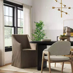 Silla de comedor con reposabrazos inclinados y funda desenfundable – Mezcla de poliéster y algodón, estructura de madera de caucho