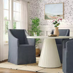 Silla de comedor con reposabrazos inclinados y funda desenfundable – Mezcla de poliéster y algodón, estructura de madera de caucho