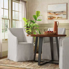 Silla de comedor con reposabrazos inclinados y funda desenfundable – Mezcla de poliéster y algodón, estructura de madera de caucho
