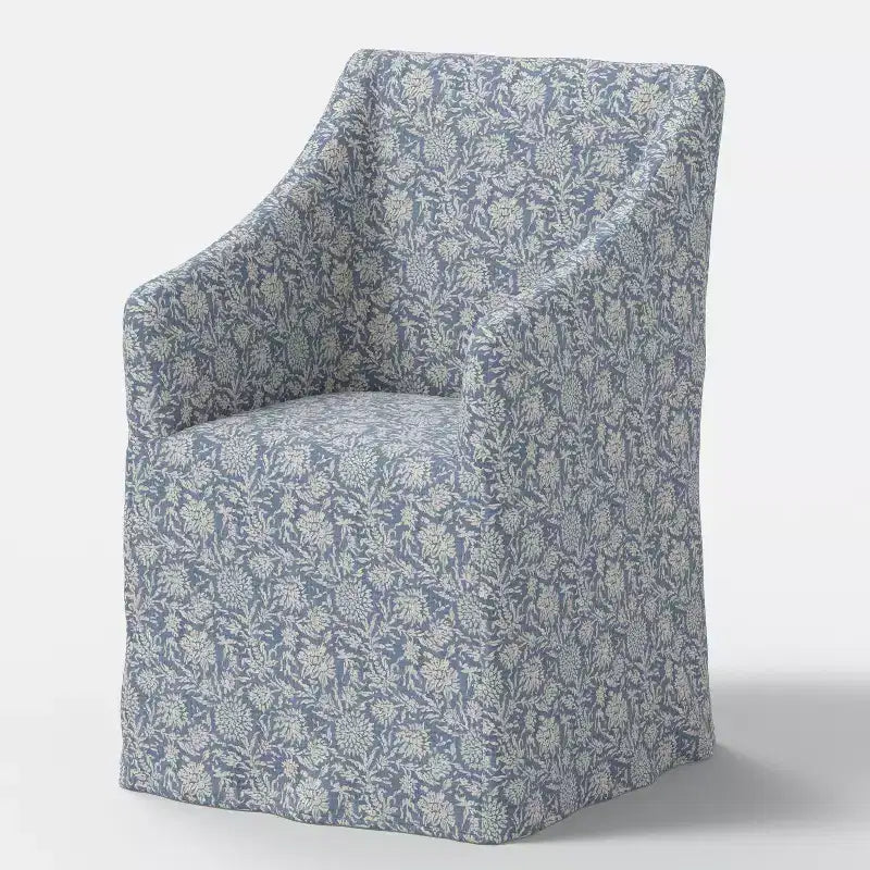 Silla de comedor con reposabrazos inclinados y funda desenfundable – Mezcla de poliéster y algodón, estructura de madera de caucho