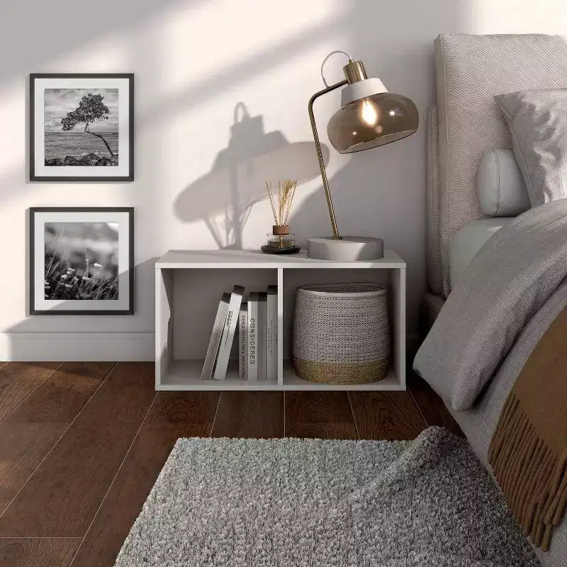 Mesa de centro geométrica de 2 niveles con estantes de almacenamiento – Moderna, impermeable, antideslizante