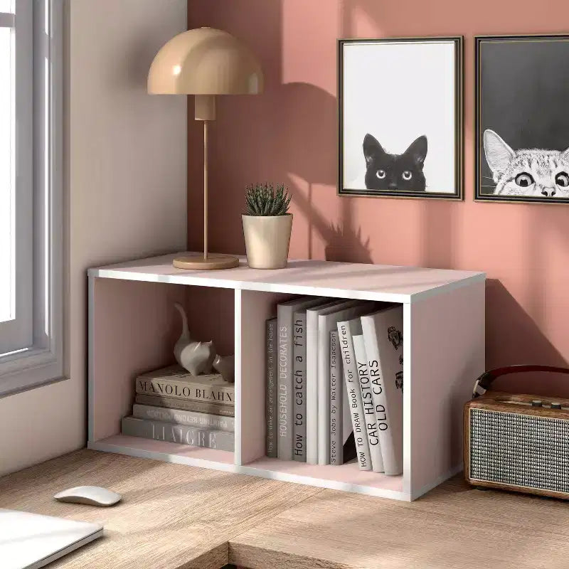 Mesa de centro geométrica de 2 niveles con estantes de almacenamiento – Moderna, impermeable, antideslizante