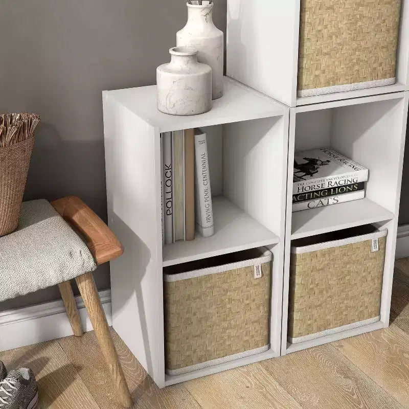 Mesa de centro geométrica de 2 niveles con estantes de almacenamiento – Moderna, impermeable, antideslizante